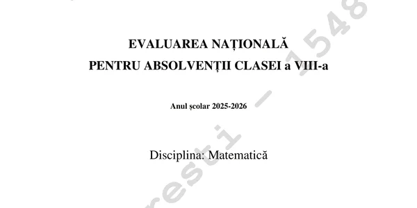 Evaluarea Națională 2026  Subiecte Matematică 1 jpg