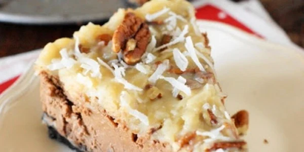 Cheesecake cu cacao la cuptor cu fulgi de cocos