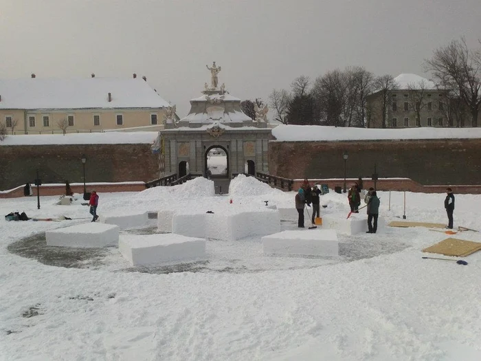 Sculptură din zăpadă. Foto: Rotary Club Civitas Solis