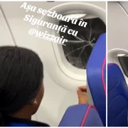 Un geam al avionului a fost descoperit spart inainte de decolare zbor Wizz Air Londra Bacău foto captura video Tiktok