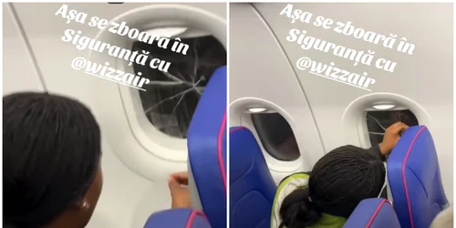 Un geam al avionului a fost descoperit spart inainte de decolare zbor Wizz Air Londra Bacău foto captura video Tiktok