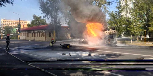 Incendiu Motocicleta si Macara la Mamaia