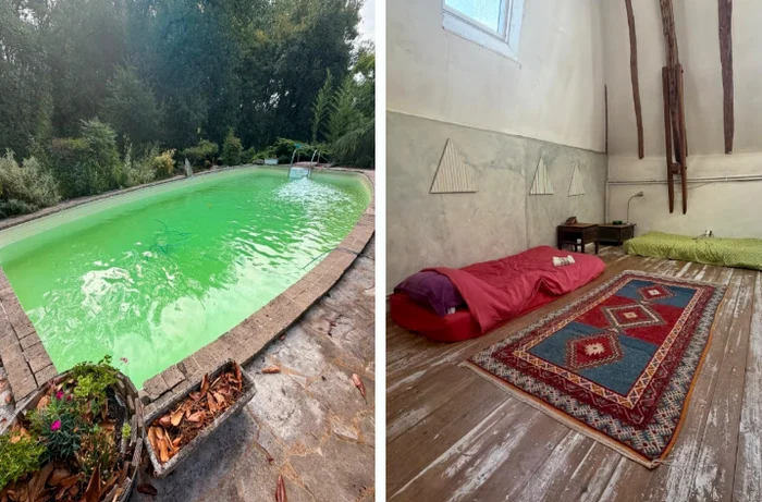 Piscină cu apă verde la o cazare în Franța FOTO: Handout