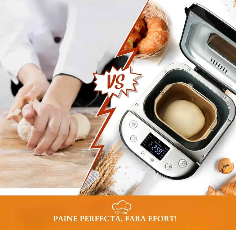 Comparație între frământarea manuală și utilizarea unei mașini de făcut pâine Foto Latkon