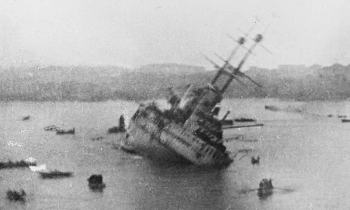 Vasul austro-ungar Viribus Unitis, scufundat de italieni la 1 noiembrie 1918 (© Wikipedia)