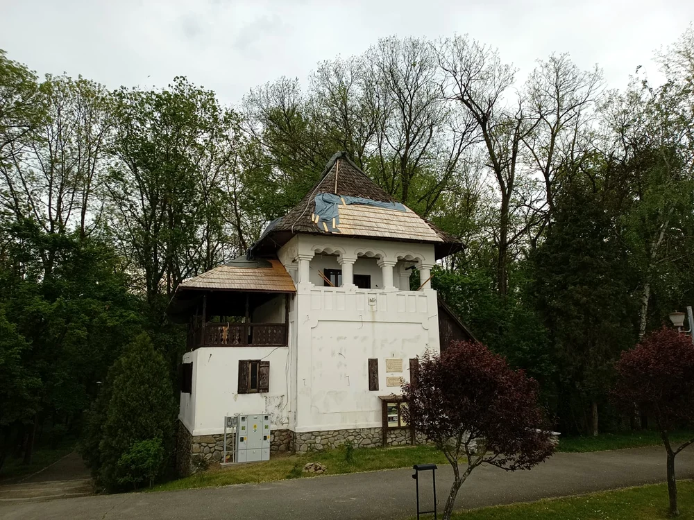 Restaurarea culei de pe digul Jiului s-a blocat la acoperiș Foto: Alin Ion