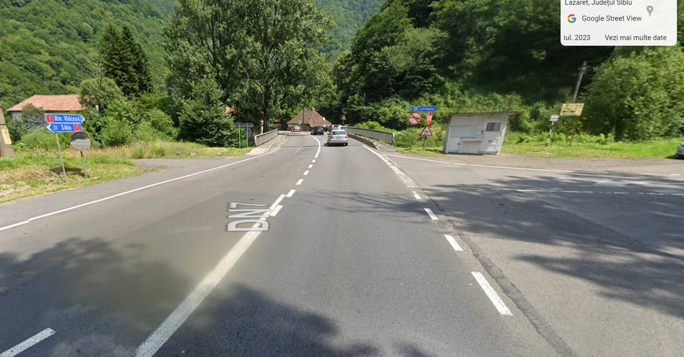Podul pe Valea Oltului din Lazaret unde vor fi instituite restricțiile de circulație GoogleMaps
