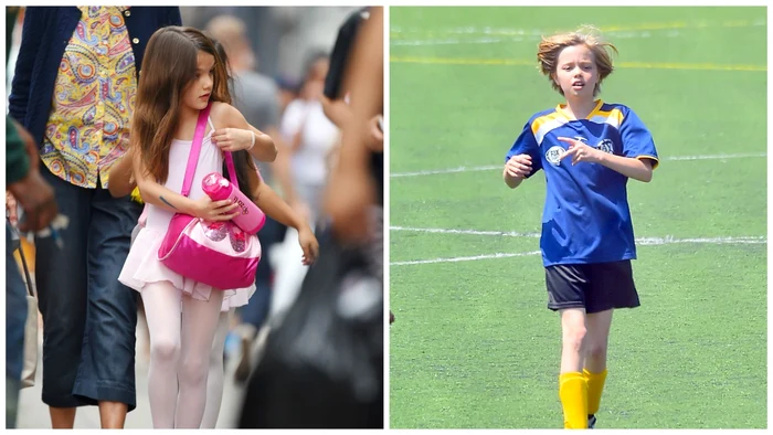 Fetiţa lui Tom Cruise şi-a lui Katie Holmes şi fetiţa lui Brad Pitt cu Angie Jolie FOTO: guliver/splash news, hepta