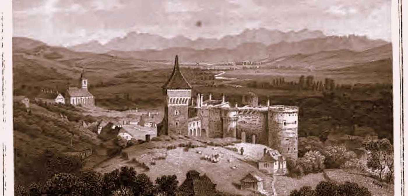 Castelul Corvinilor, într-un tablou din secolul XIX.