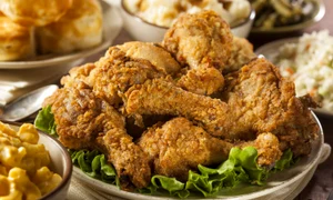 26215013   homemade southern fried chicken with biscuits and mashed potatoes jpeg