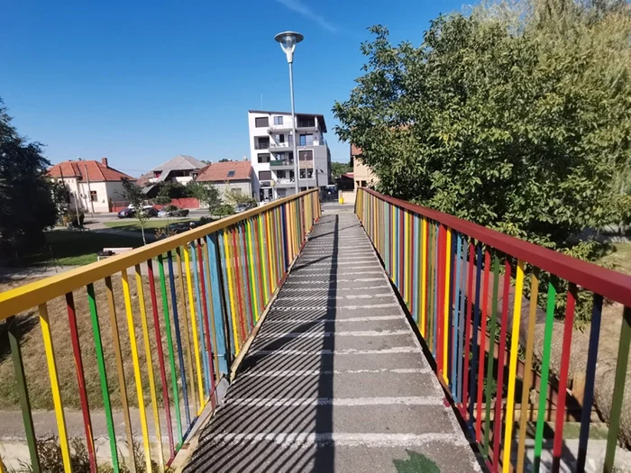 Pasarela de la Uzina de Apă din Timişoara a fost colorată FOTO Ş.Both