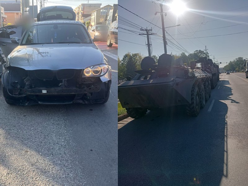O șoferiță a intrat într-un blindat al MApN. Cum s-a produs accidentul