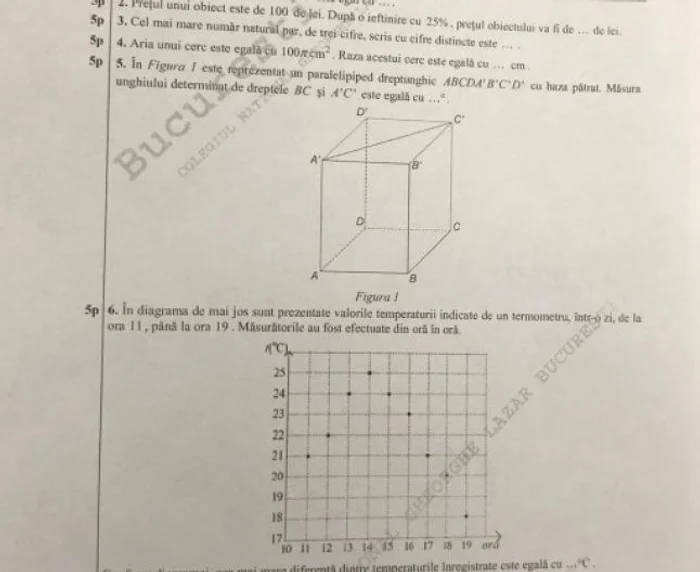 Ce subiecte la Matematică au picat elevilor de clasa a VII-a şi a VIII-a la simularea susţinută astăzi, 12 martie. 