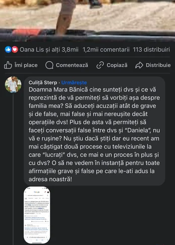 Comentariul lui Culiță Sterp / foto: Captură Facebook