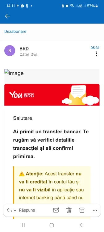Exemplu de atac phishing