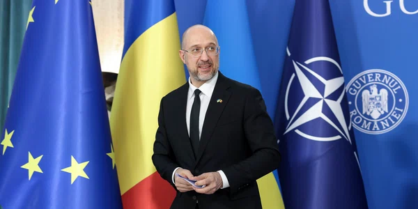 Primirea oficială a premierului Ucrainei, Denis Smihal, de către prim-ministrul României și declarațiile de presă ale acestora la Palatul Victoria din București. FOTO Inquam Photos / Sabin Cîrstoveanu