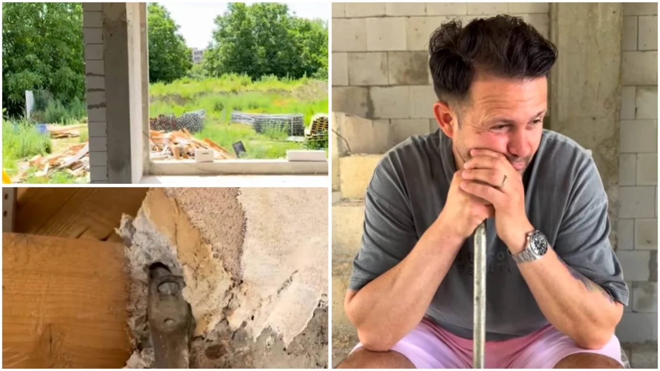 Robert Tudor, dezamăgit de stadiul lucrărilor și construcția casei. Foto: captură video Facebook