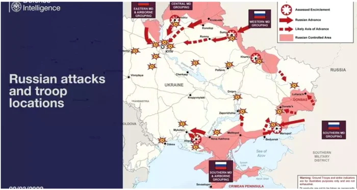 Harta războiului din Ucraina - 2 martie 2022. FOTI: Ministerul Apărării din Marea Britanie