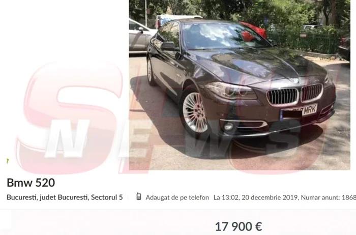 Anunțul postat de proprietarul BMW-ului pe un site de profil Foto:spynews.ro 