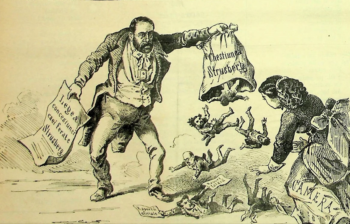 Caricatură privind afacerea Strousberg FOTO Arhivele Naționale ale României