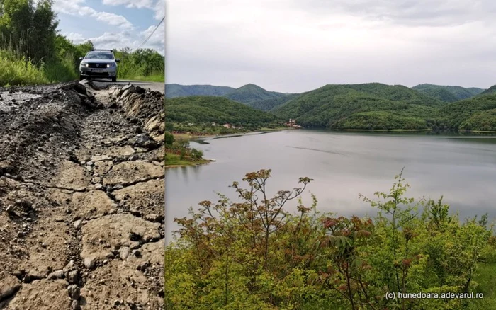 Drumul spre Lacul Cinciş şi Lacul Cinciş. Colaj (Foto: Daniel Guţă. ADEVĂRUL)