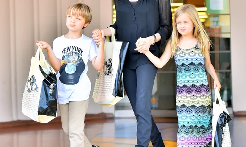 Angelina Jolie takes her children Knox and Vivian to buy their birthday gifts at a bookstore in studio city jpeg