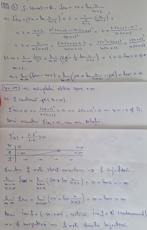 Rezolvarea subiectului III la matematică (profil mate-info). FOTO Prof. Cătălin Caprarin