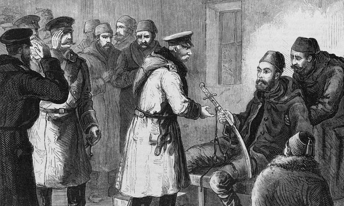 Calendar 28 noiembrie: 1877   Căderea Plevnei: După încercarea nereușită de a sparge încercuirea, generalul Osman Pașa s a predat colonelului român Mihail Cristodulo Cerchez  jpeg