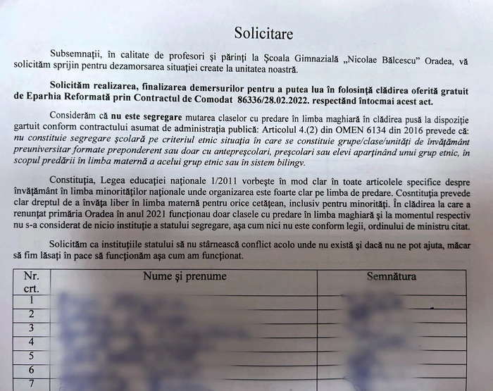 Părinţii şi profesorii din Şcoala Bălcescu cer să fie lăsaţi în pace