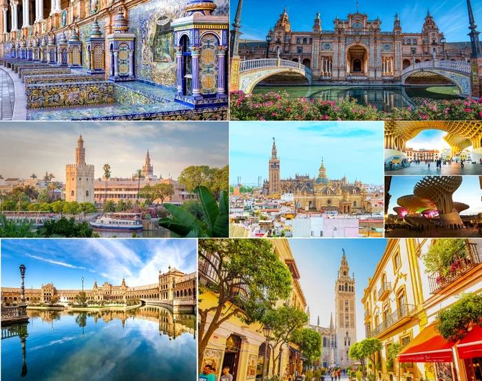 Imagini din Sevilla - cel mai frumos oraș din Europa de Telegraph Travel Awards 2025 Colaj DMS