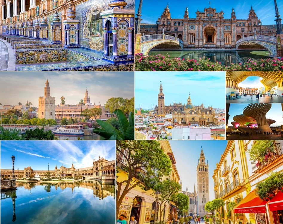 Colaj de imagini din Sevilla - unul dintre cele mai însorite orașe ale Europei Sursă DMS
