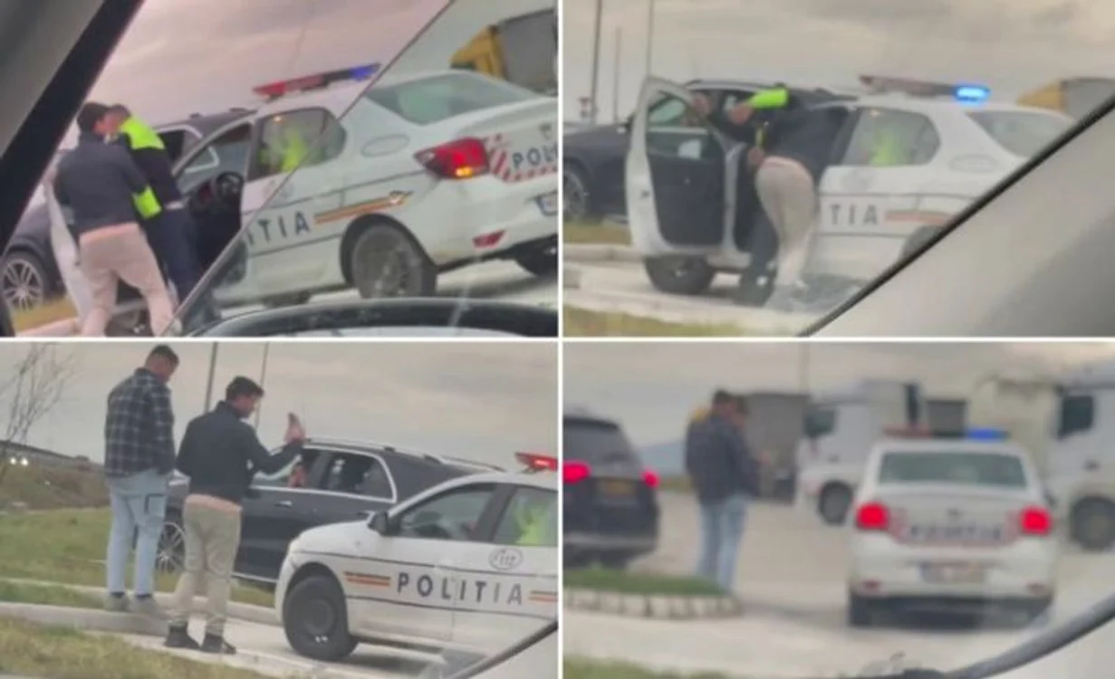 Șoferul a intrat cu forța în mașina de poliție FOTO alba24.ro