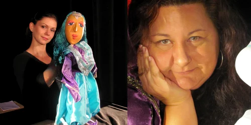 Melinda Feher (stânga) şi Maria Kristofoletti dau viaţă păpuşilor, la Teatrul Merlin. FOTO: Lavinia Bălulescu