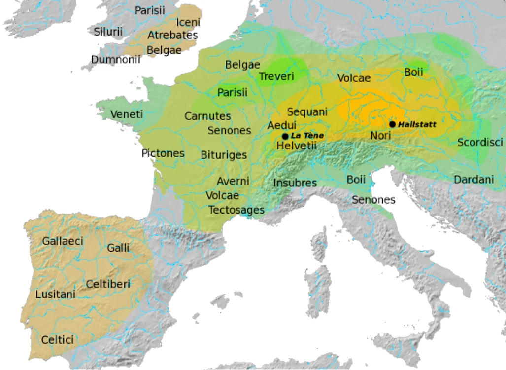 Locul unde trăiau boii şi alte neamuri celtice FOTO wikipedia după ”Atlas of the Celtic World”, de John Haywood