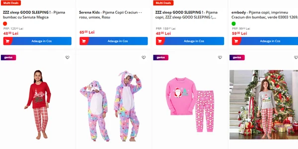 Pijamale hazlii de Crăciun pentru copii la ofertă pe eMAG Sursă eMAG jpg