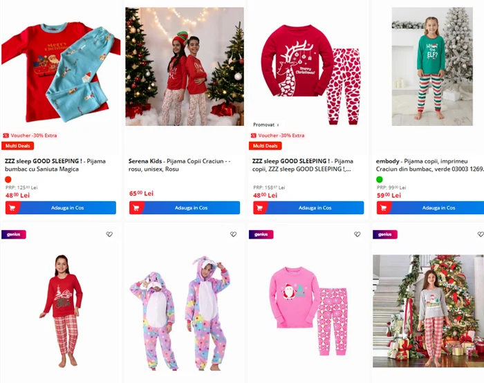 Pijamale hazlii de Crăciun pentru copii – modele festive, cozy, la ofertă pe eMAG Colaj eMAG