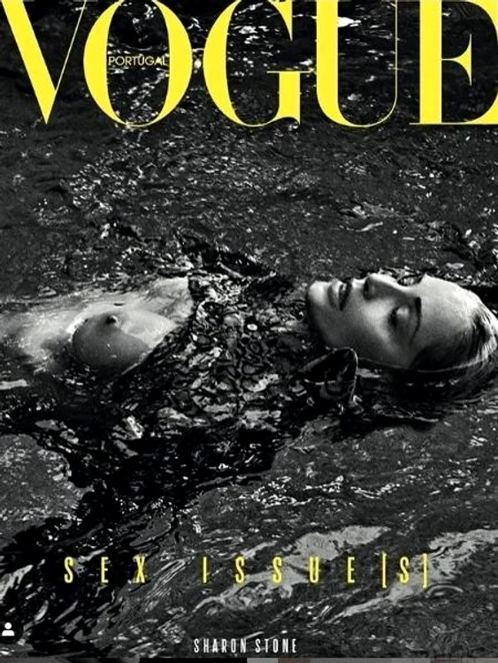 Sharon Stone pe coperta ediției portugheze a revistei Vogue, la 61 de ani