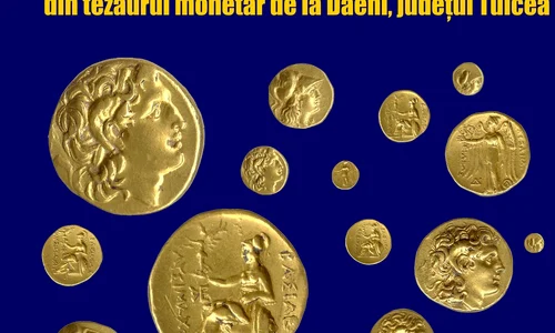 Stateri de tip Alexandru și Lysimach din tezaurul monetar de la Dăeni, expuși la Muzeul de Istorie „Paul Păltănea” Galați jpeg