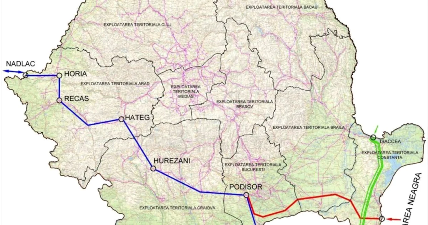 Traseul gazoductului Tuzla-Podișor