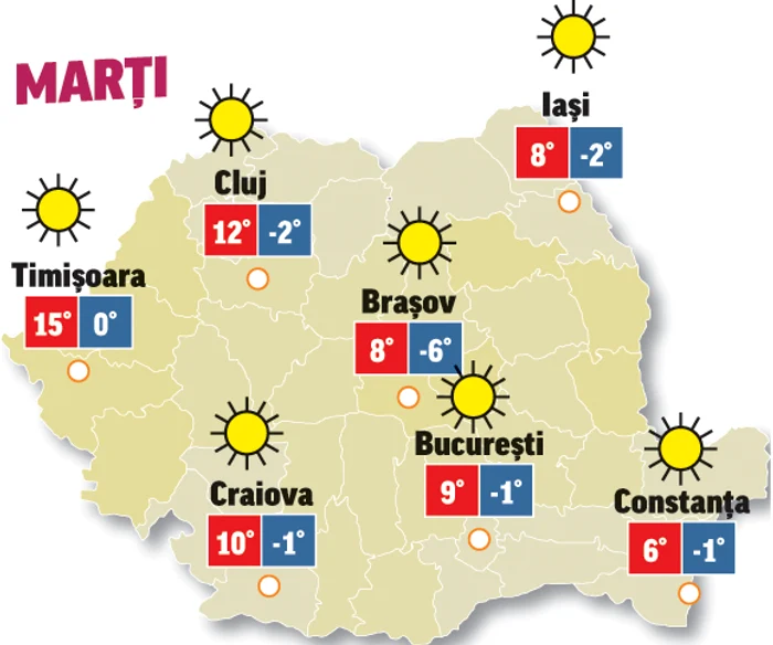 Prognoza meteo 15 martie aduce vreme caldă în majoritatea regiunilor