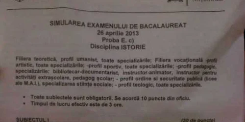 simulare bac istorie capitala 1