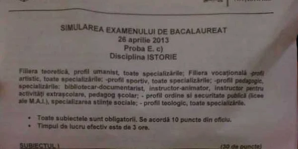 simulare bac istorie capitala 1