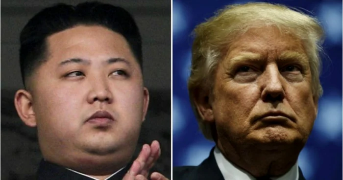 Colaj cu Donald Trump (dreapta) şi Kim Jong-un FOTO Arhivă