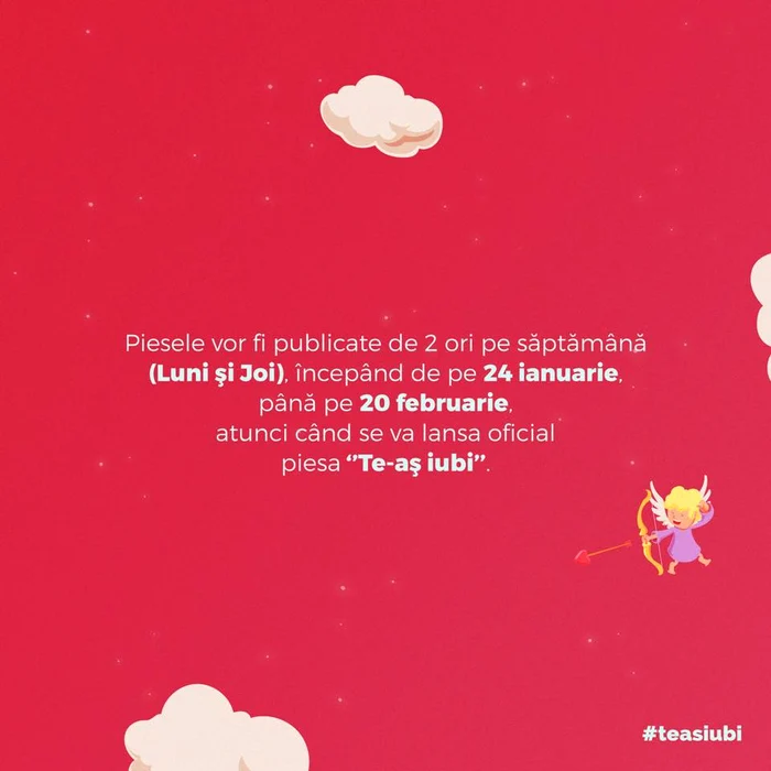 Piesele vor fi publicate de 2 ori pe saptamana (Luni si Joi), incepand de pe 24 Ianuarie, pana pe 20 februarie