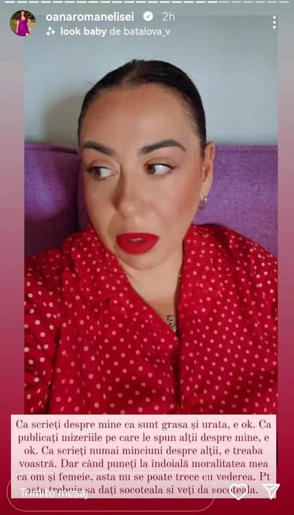 Vedeta spune lucrurilor pe nume / foto: Captură InstaStory 