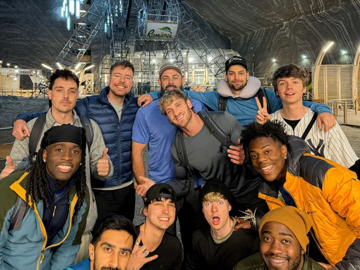 MrBeast şi echipa sa, în Salina Turda, 2024. Foto Instagram