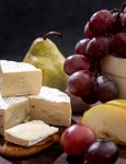 close up tasty brie cheese grapes jpg