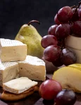 close up tasty brie cheese grapes jpg