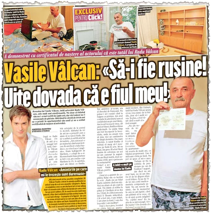 Click! a prezentat în exclusivitate povestea tatălui pe care Radu Vâlcan nu-l recunoaşte