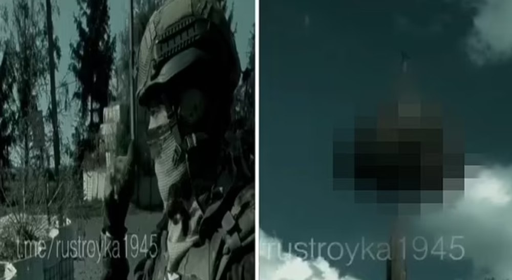 Imagini șocante de pe front. Un rus arată capul unui soldat ucrainean înfipt într-o țeapă: „Ai călcat cu copitele tale de porc pe pământul nostru sfânt” VIDEO